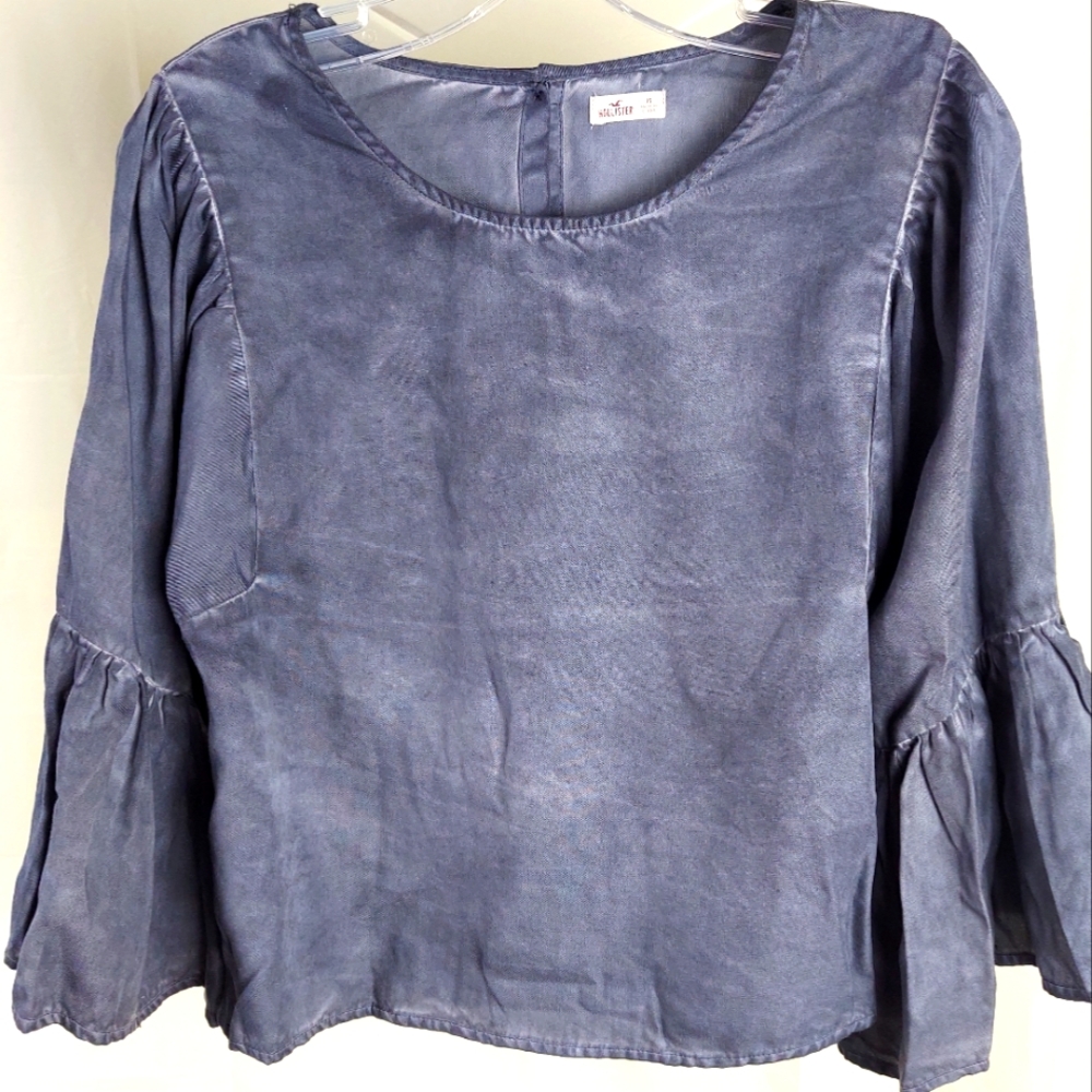 Oversized XS Boxy Crop Top Bell Sleeves